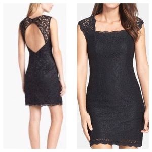 Adrianna Papell Lace Back Cut Out Mini Dress LBD